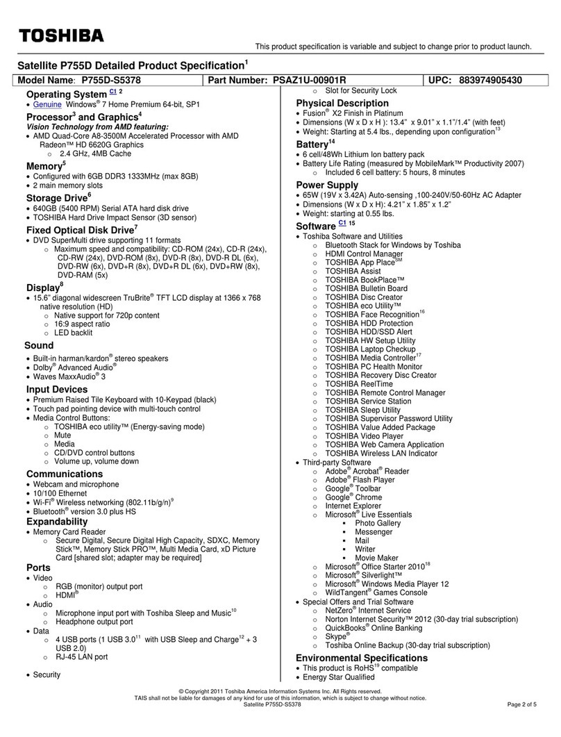 Toshiba P755D-S5378 User manual