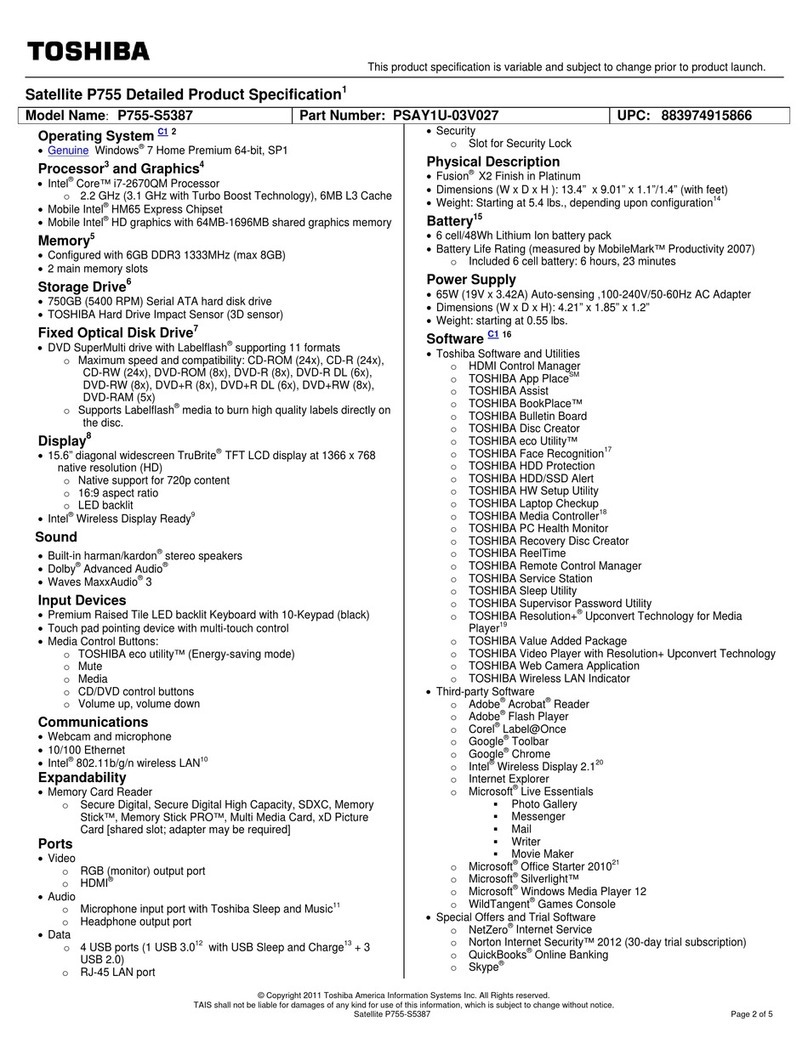 Toshiba P755-S5387 User manual
