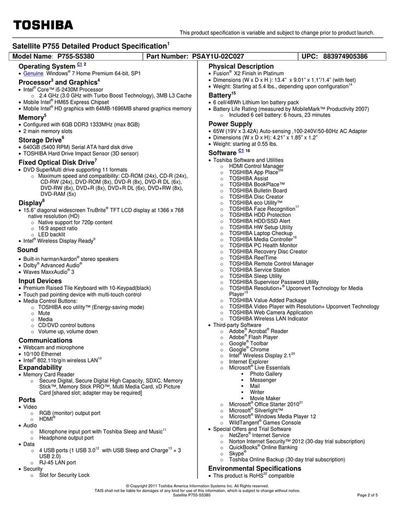 Toshiba P755-S5380 User manual