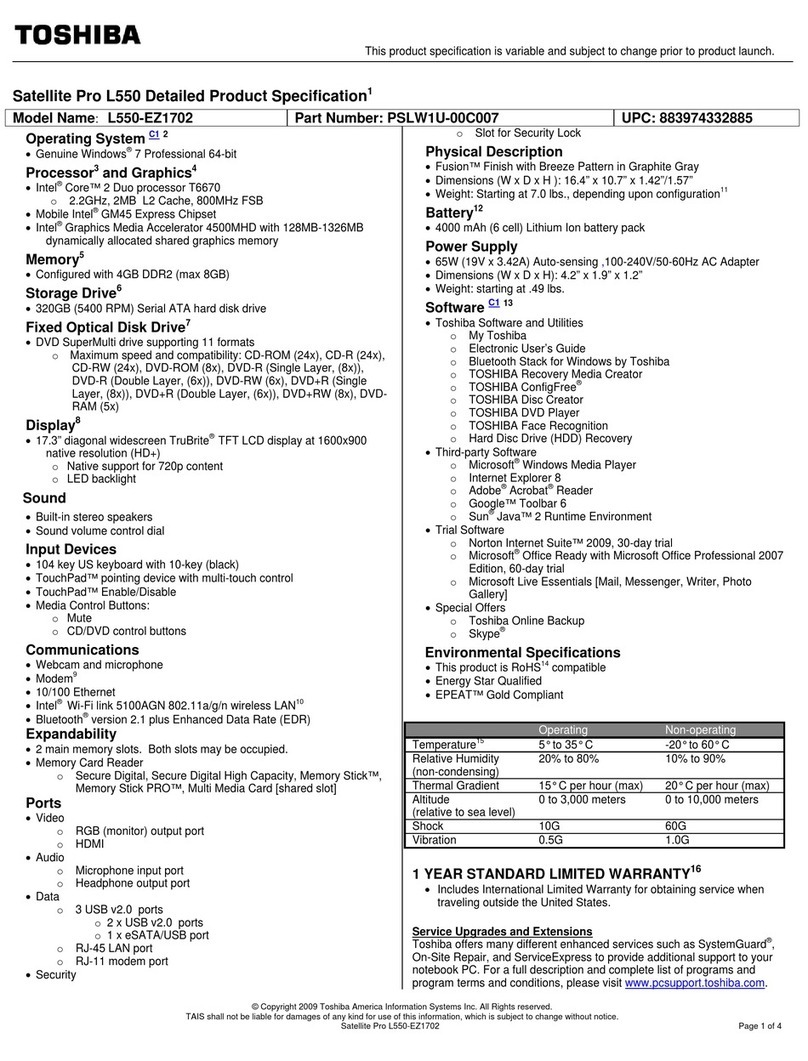 Toshiba L550-EZ1702 User manual Toshiba L550-EZ1702 User manual