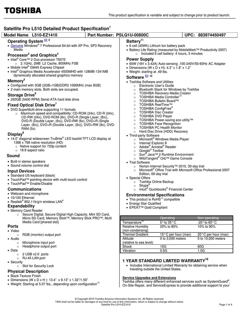 Toshiba L510-EZ1410 User manual
