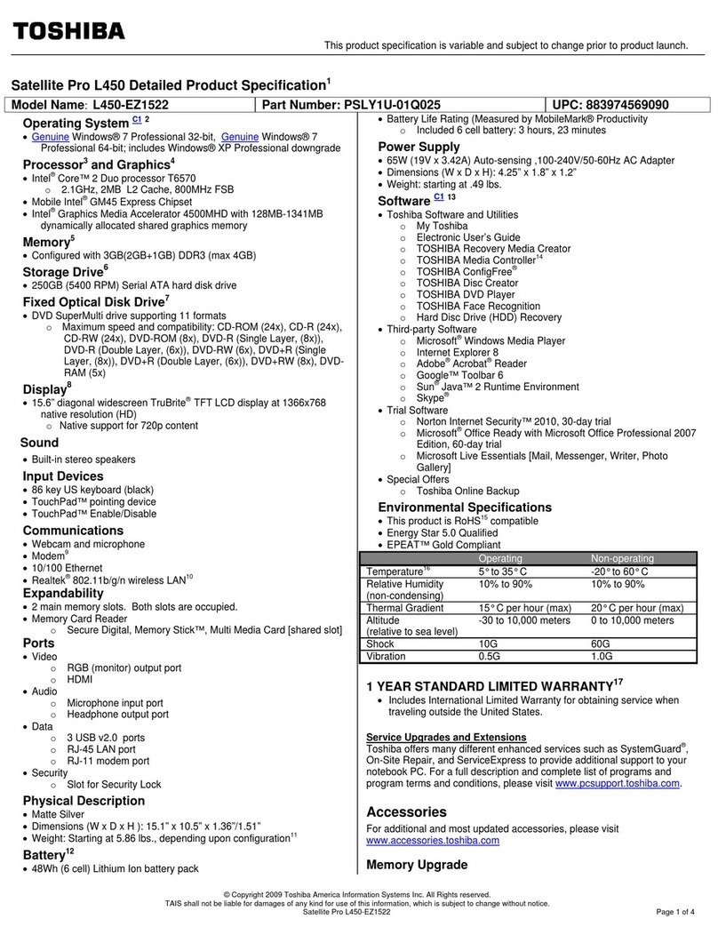 Toshiba L450-EZ1522 User manual