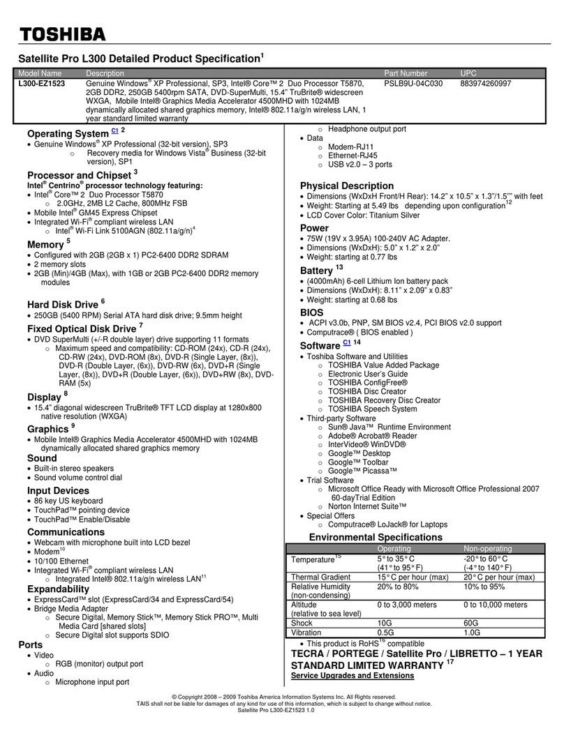 Toshiba L300-EZ1523 User manual