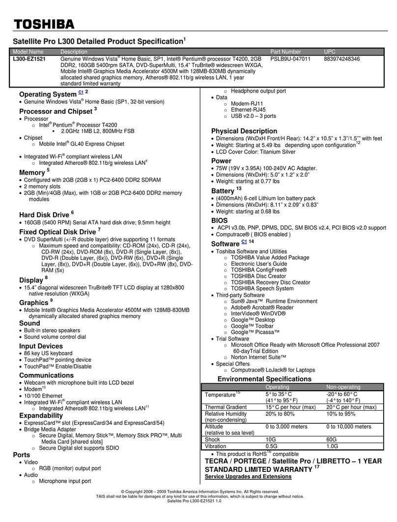 Toshiba Satellite Pro L300-EZ1521 User manual