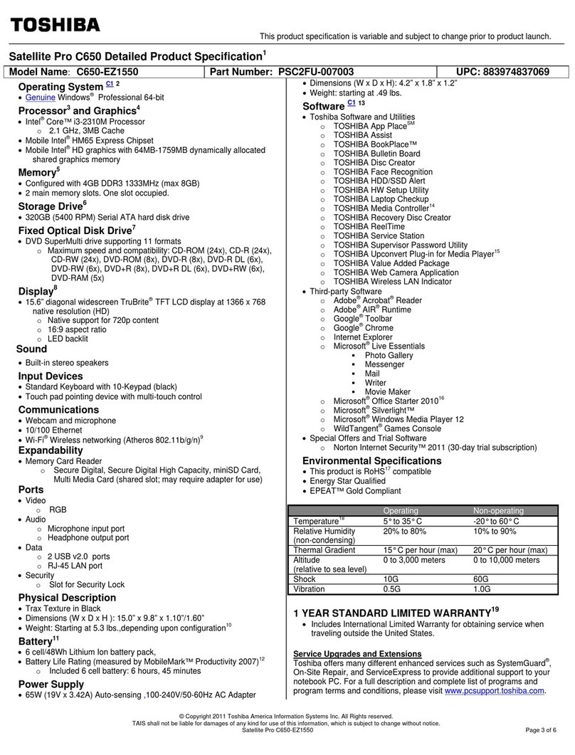 Toshiba C650-EZ1550 User manual