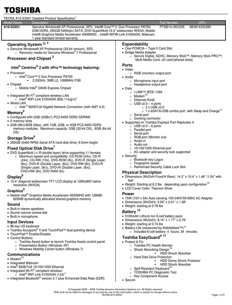 Toshiba Tecra A10-S3551 User manual
