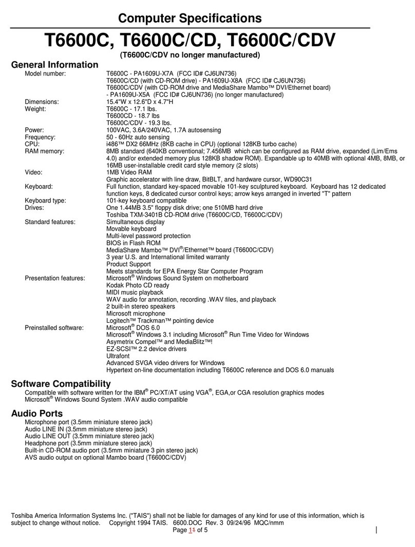 Toshiba T-Series T6600c User manual