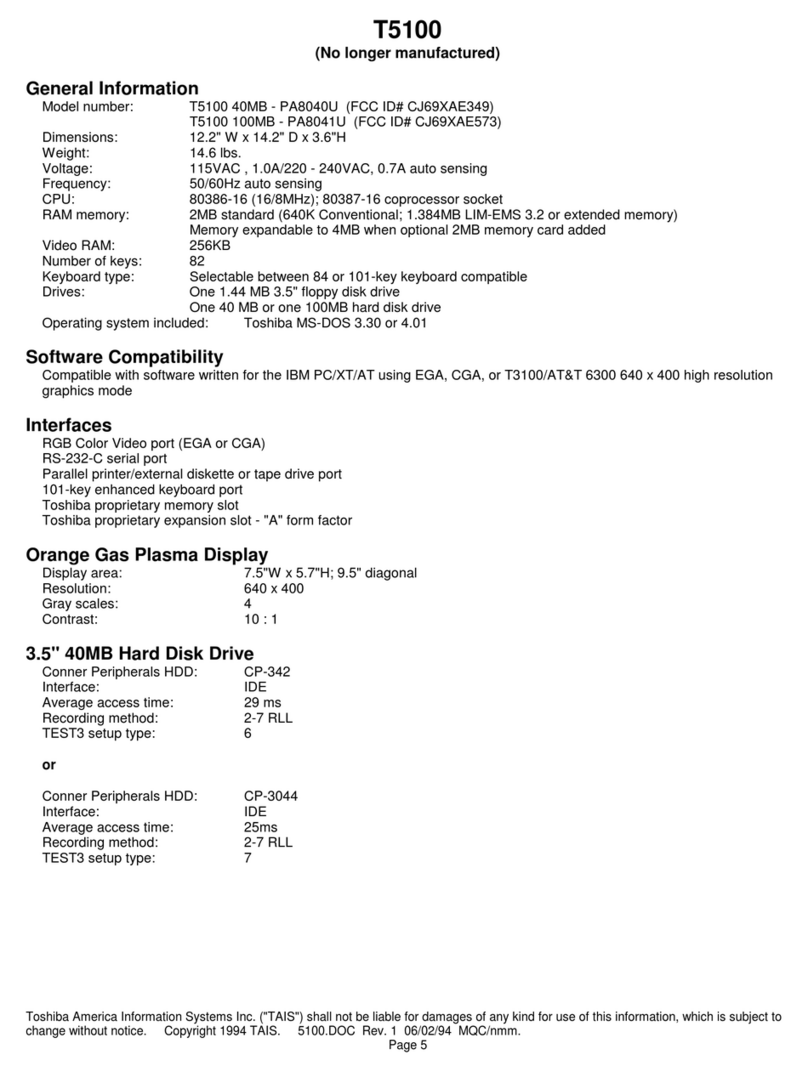 Toshiba T-Series T5100 User manual