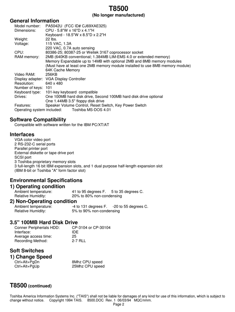 Toshiba T-Series T8500 User manual