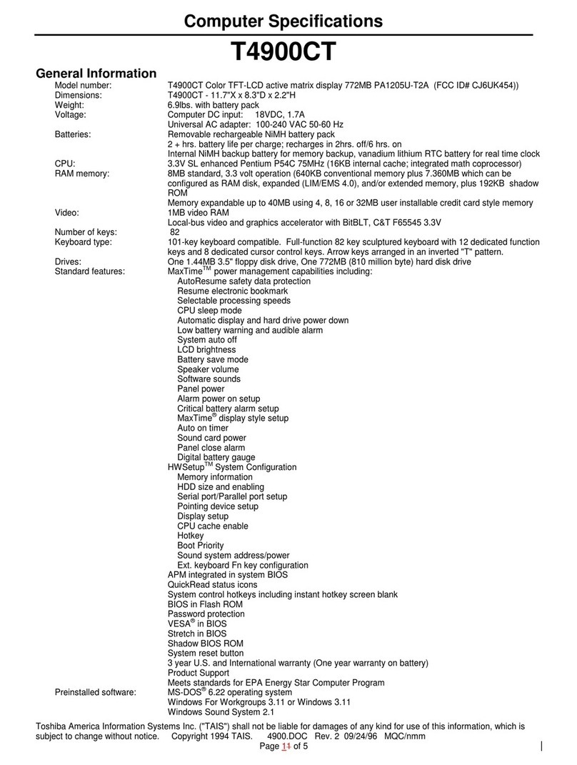 Toshiba T-Series T4900CT User manual