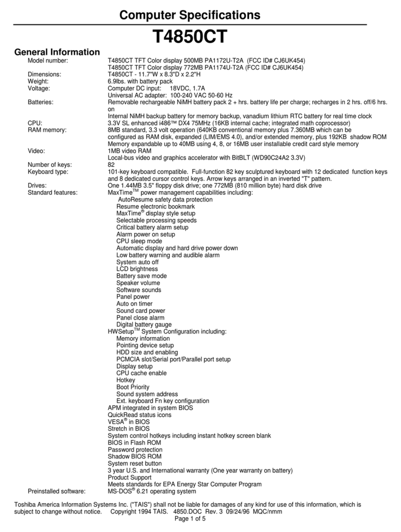 Toshiba T-Series T4850CT User manual
