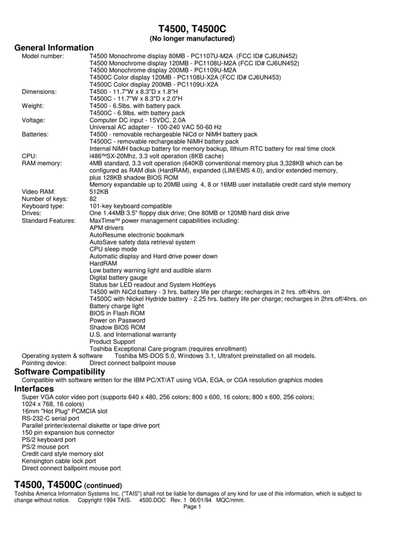 Toshiba T-Series T4500 Specifications
