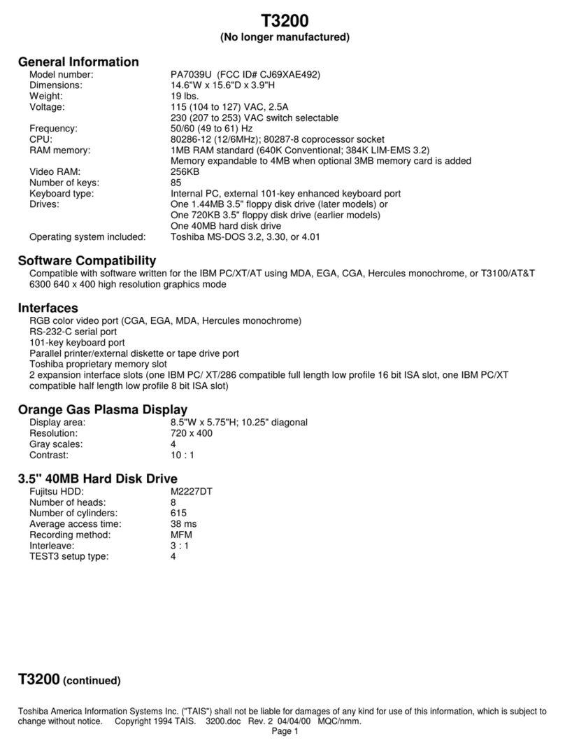 Toshiba T-Series T3200 User manual
