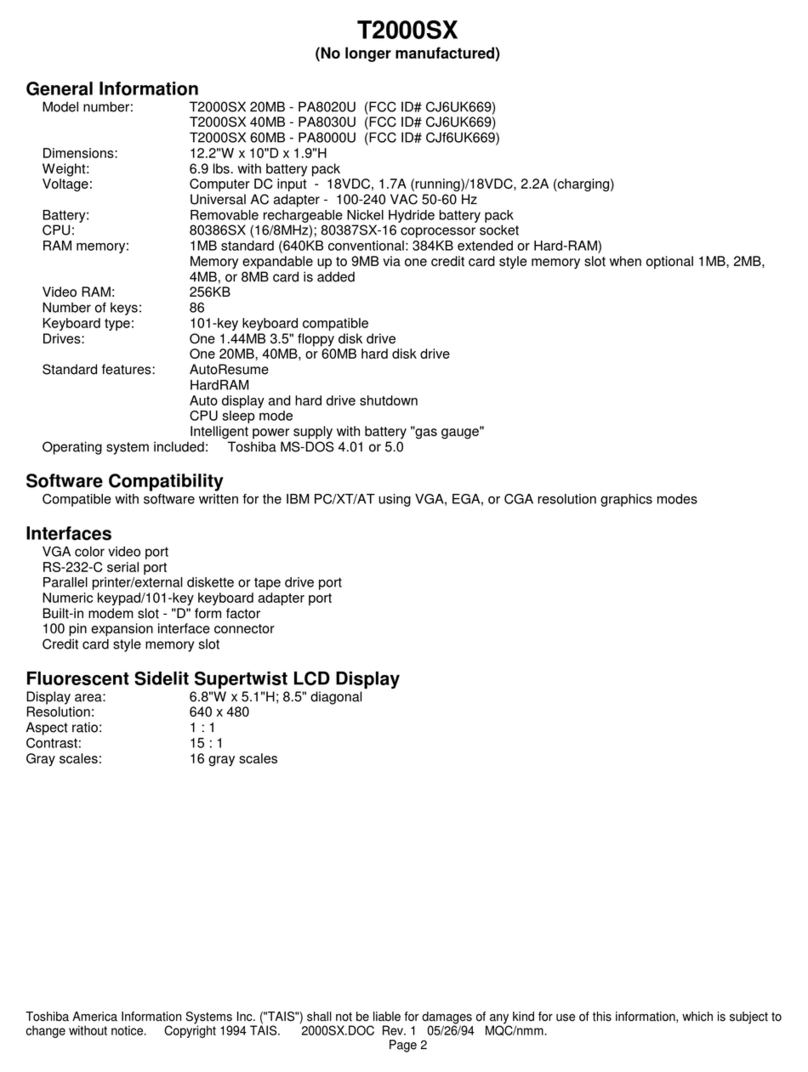 Toshiba T-Series T2000sx User manual