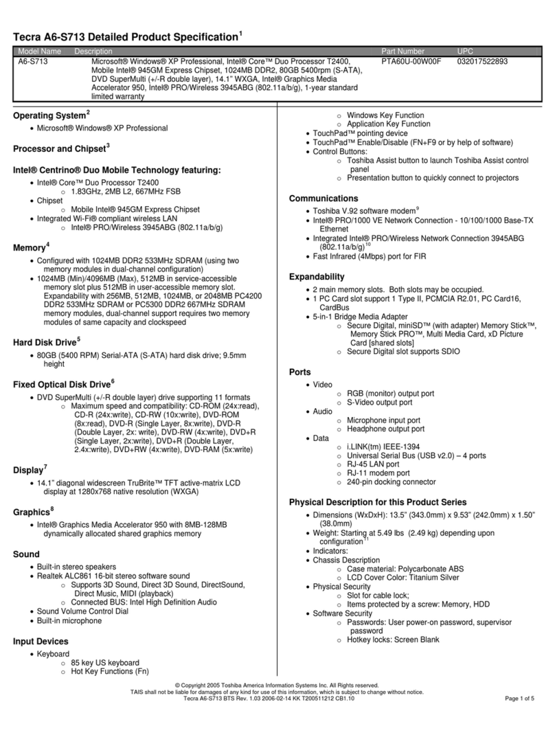 Toshiba A6-S713 User manual