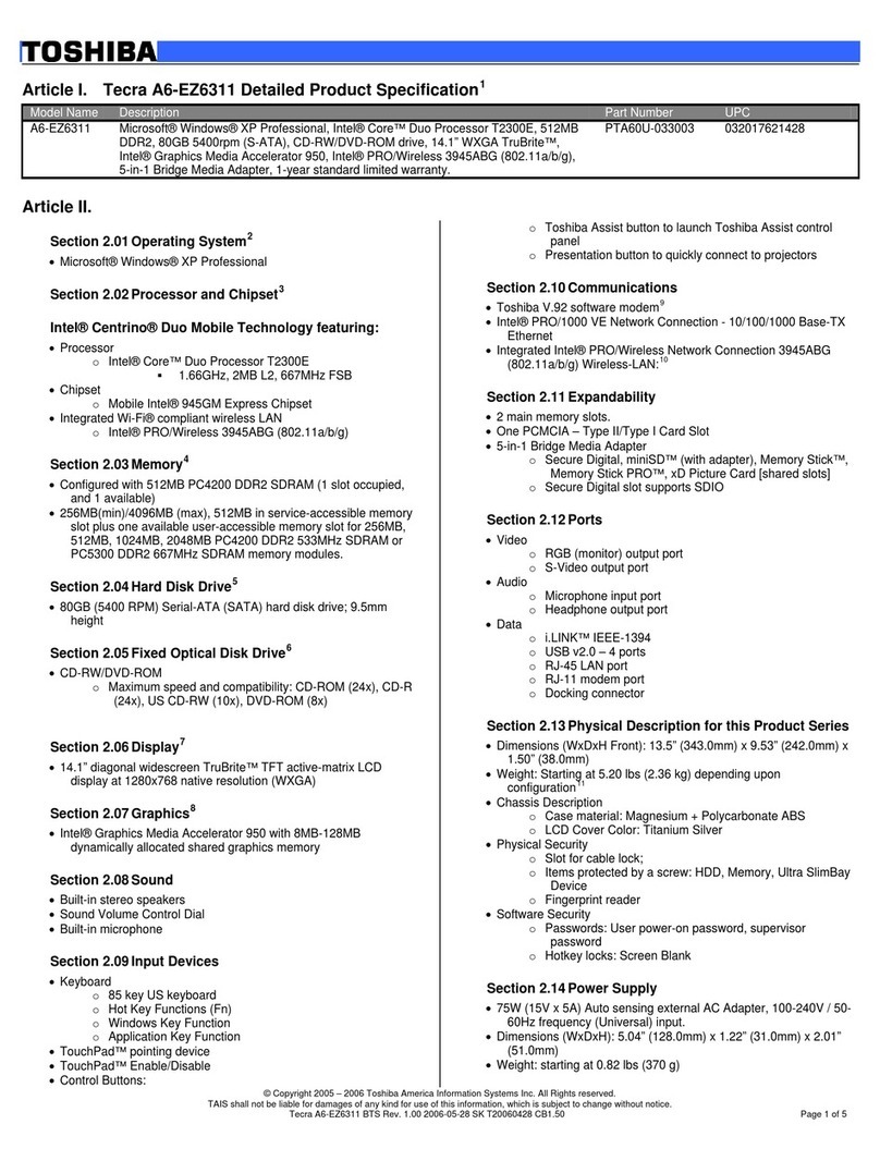 Toshiba A6-EZ6311 User manual