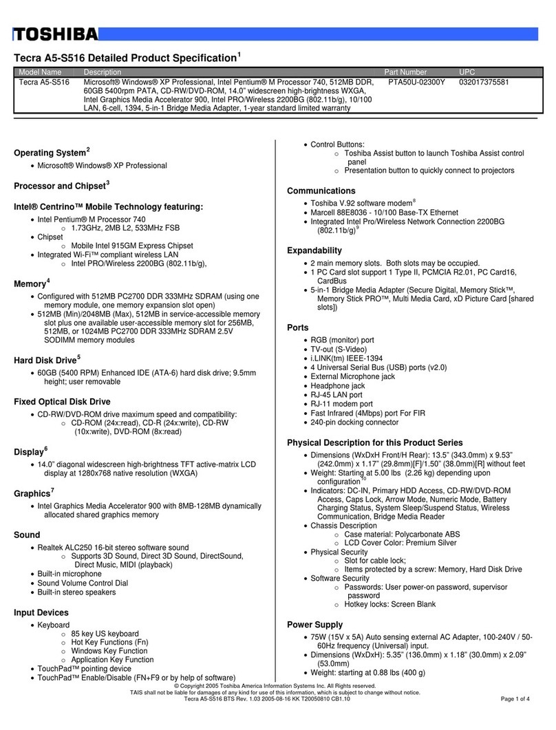 Toshiba A5-S516 User manual