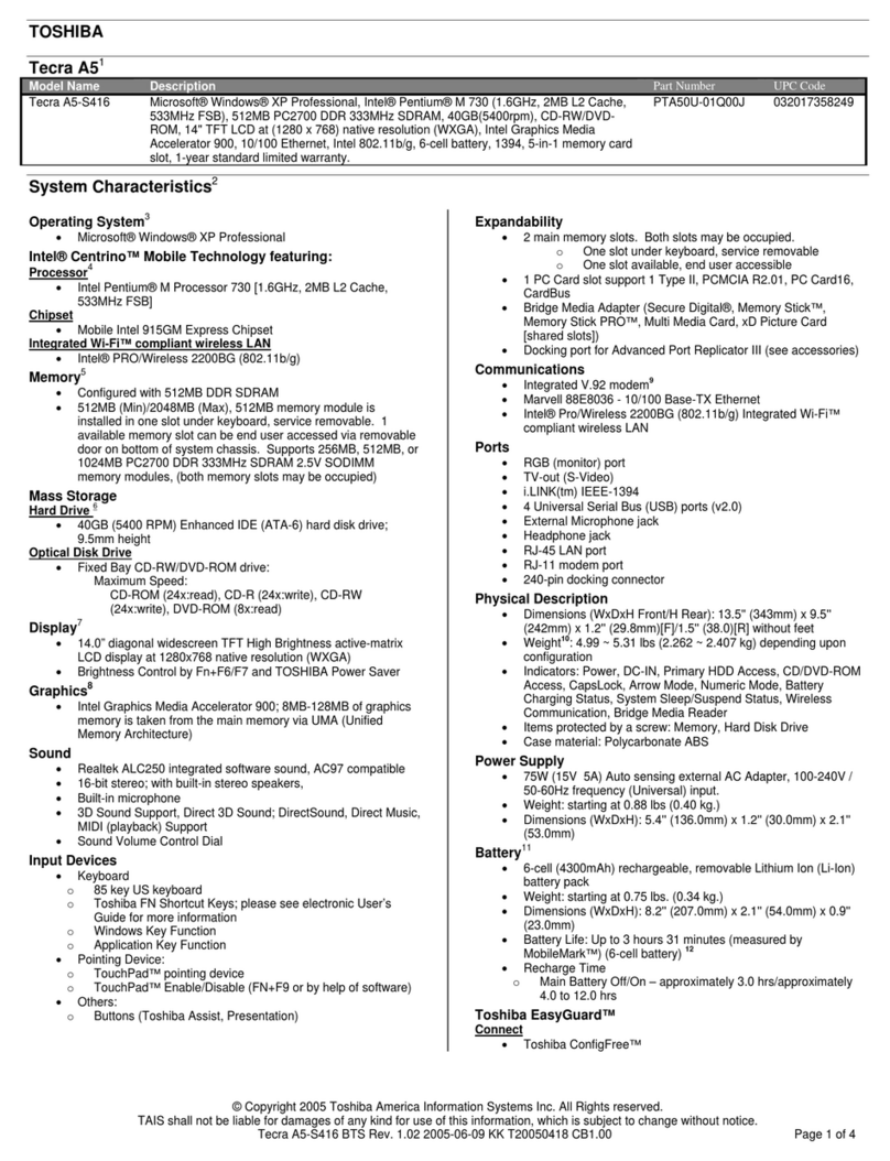 Toshiba A5-S416 User manual