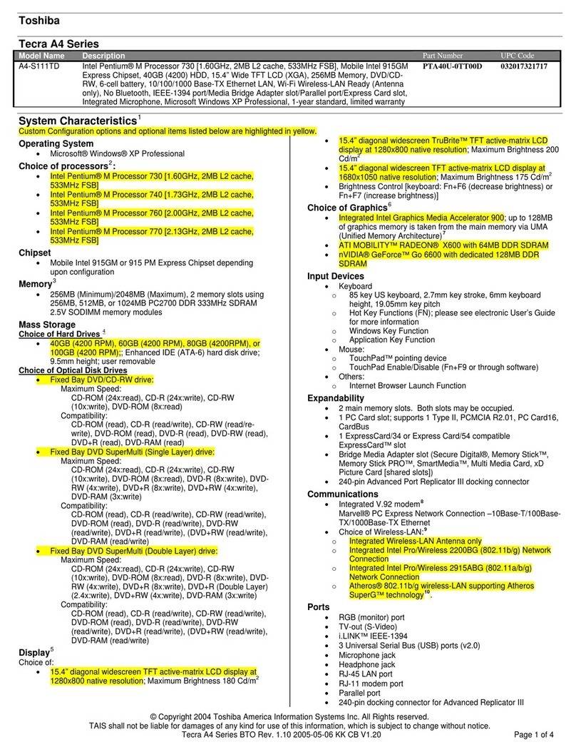 Toshiba A4-S111TD User manual