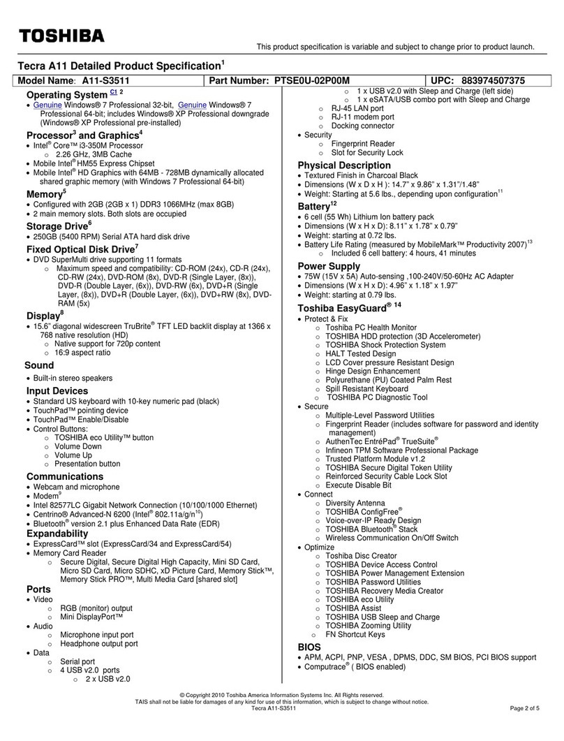 Toshiba A11-S3511 User manual