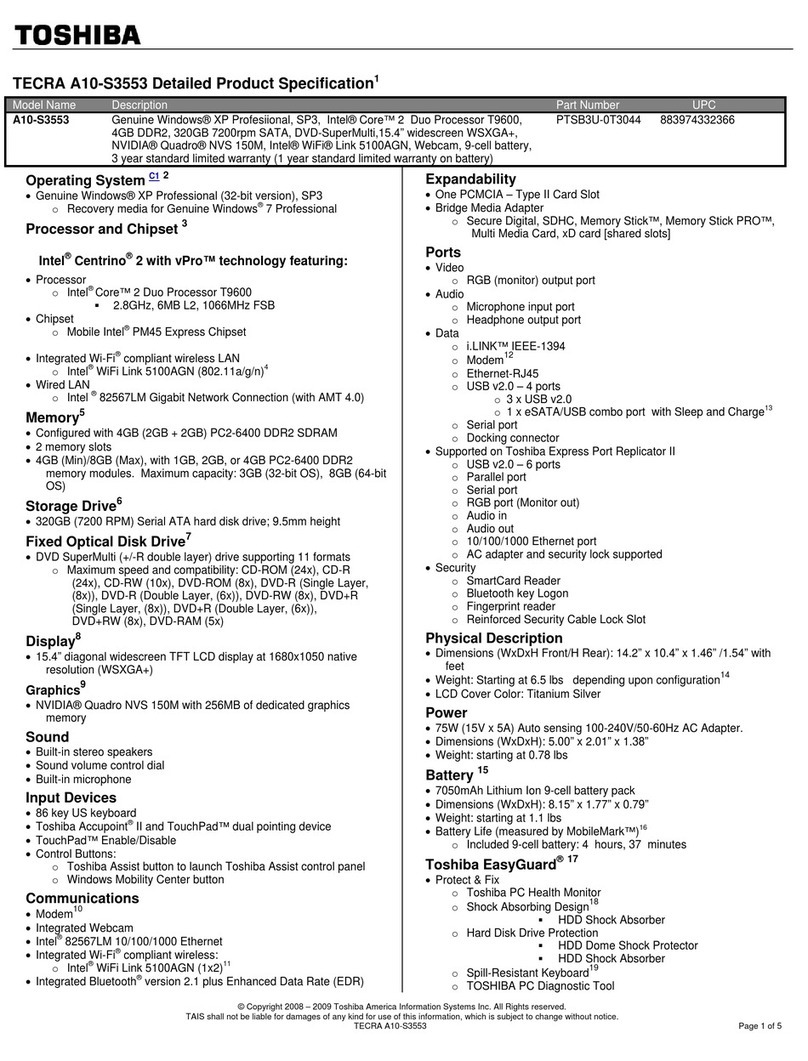 Toshiba Tecra A10-S3553 User manual Toshiba Tecra A10-S3553 User manual
