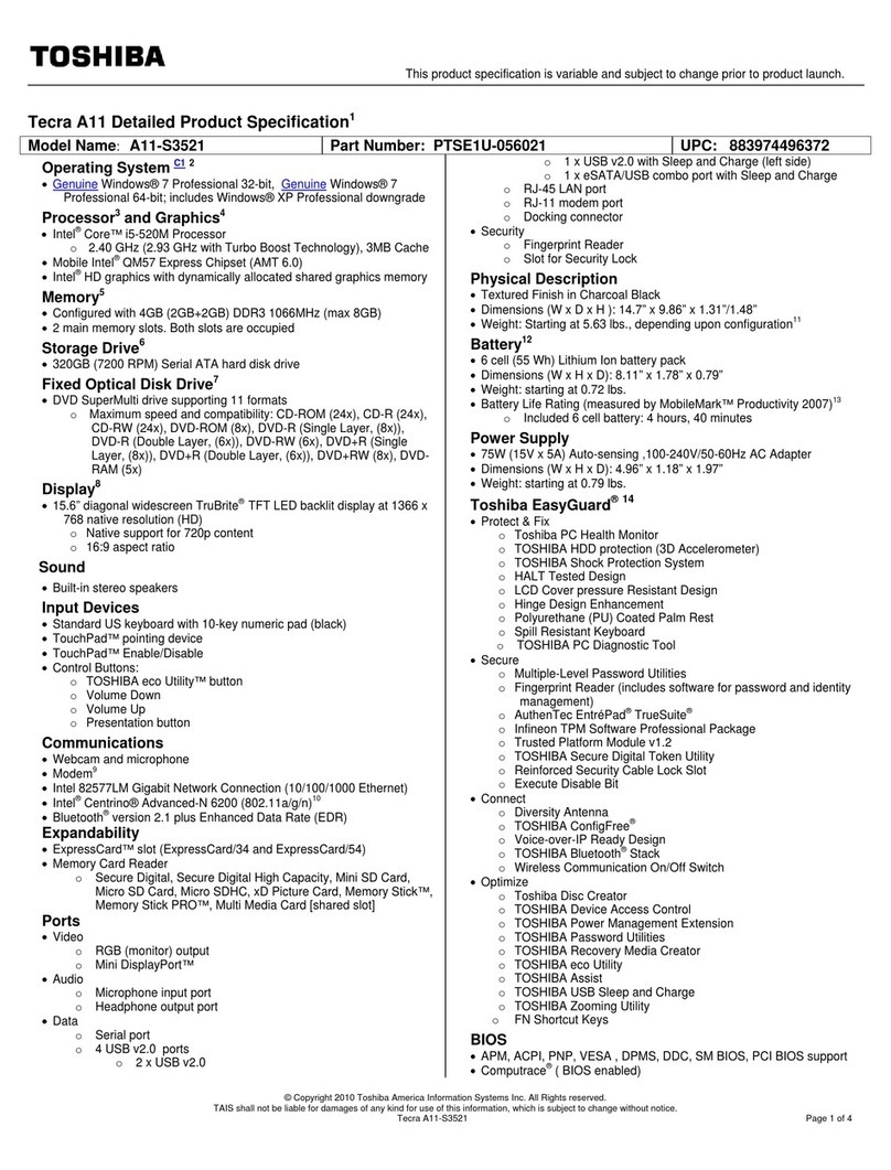 Toshiba A11-S3521 User manual