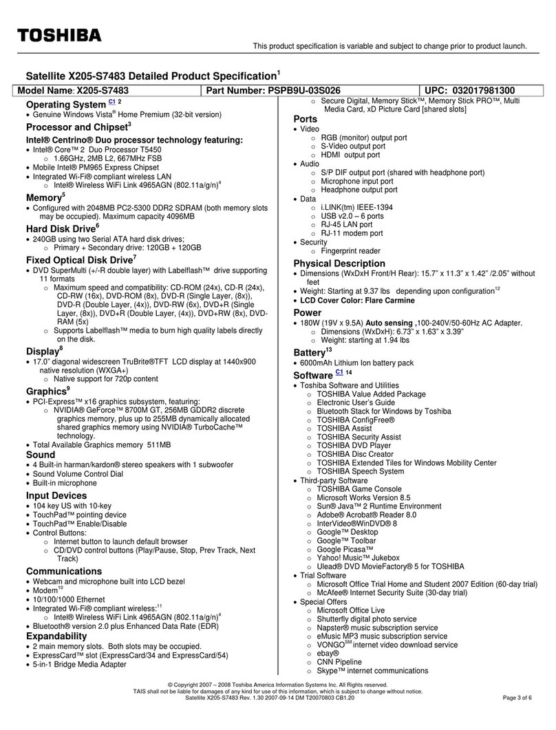 Toshiba X205-S7483 User manual