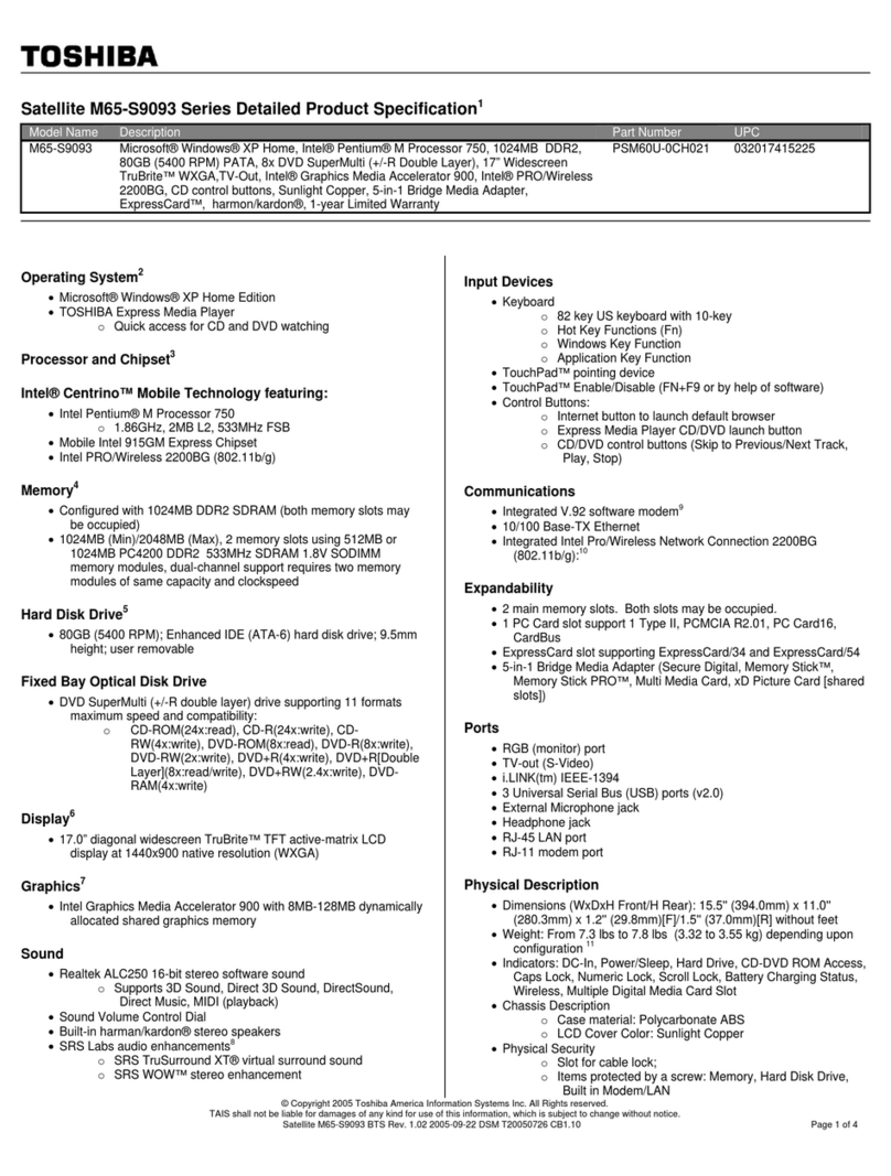 Toshiba M65-S9093 User manual