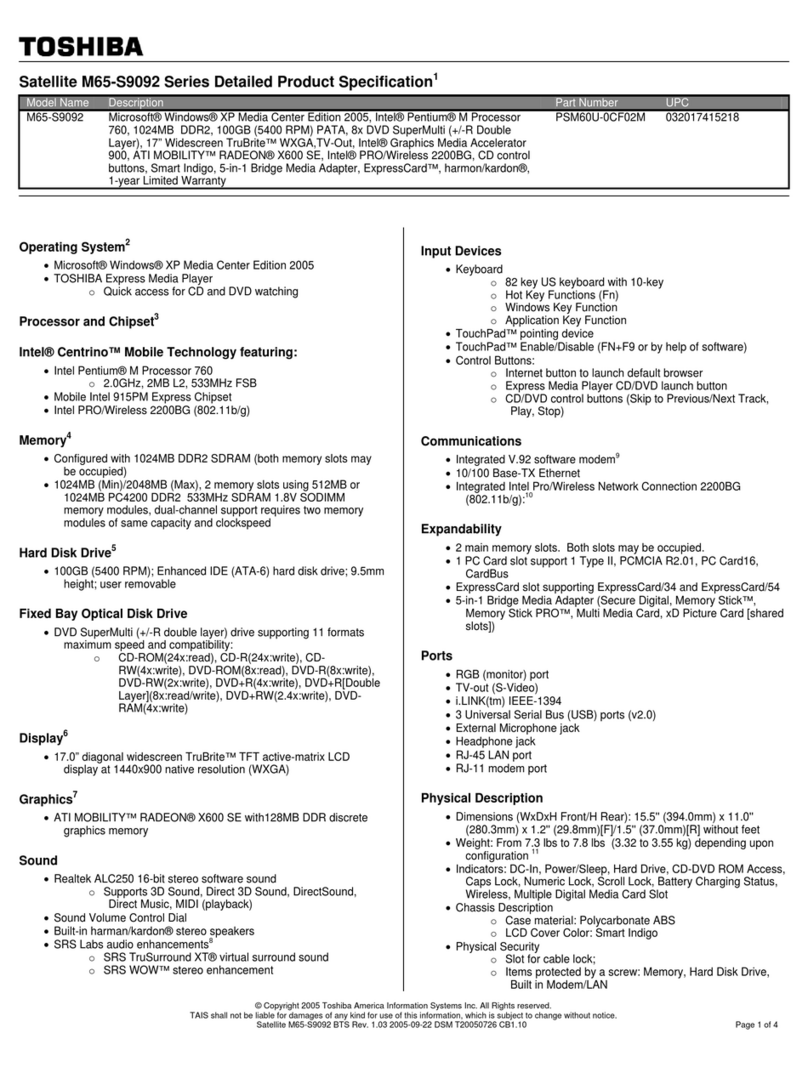 Toshiba M65-S9092 User manual