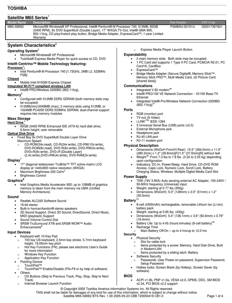 Toshiba M65-S9062 User manual