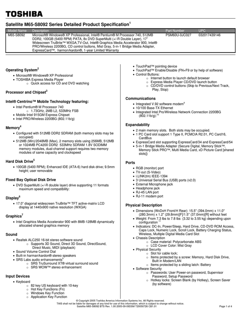 Toshiba M65-S8092 User manual