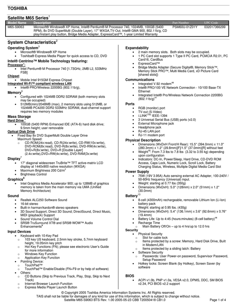 Toshiba M65-S9063 User manual