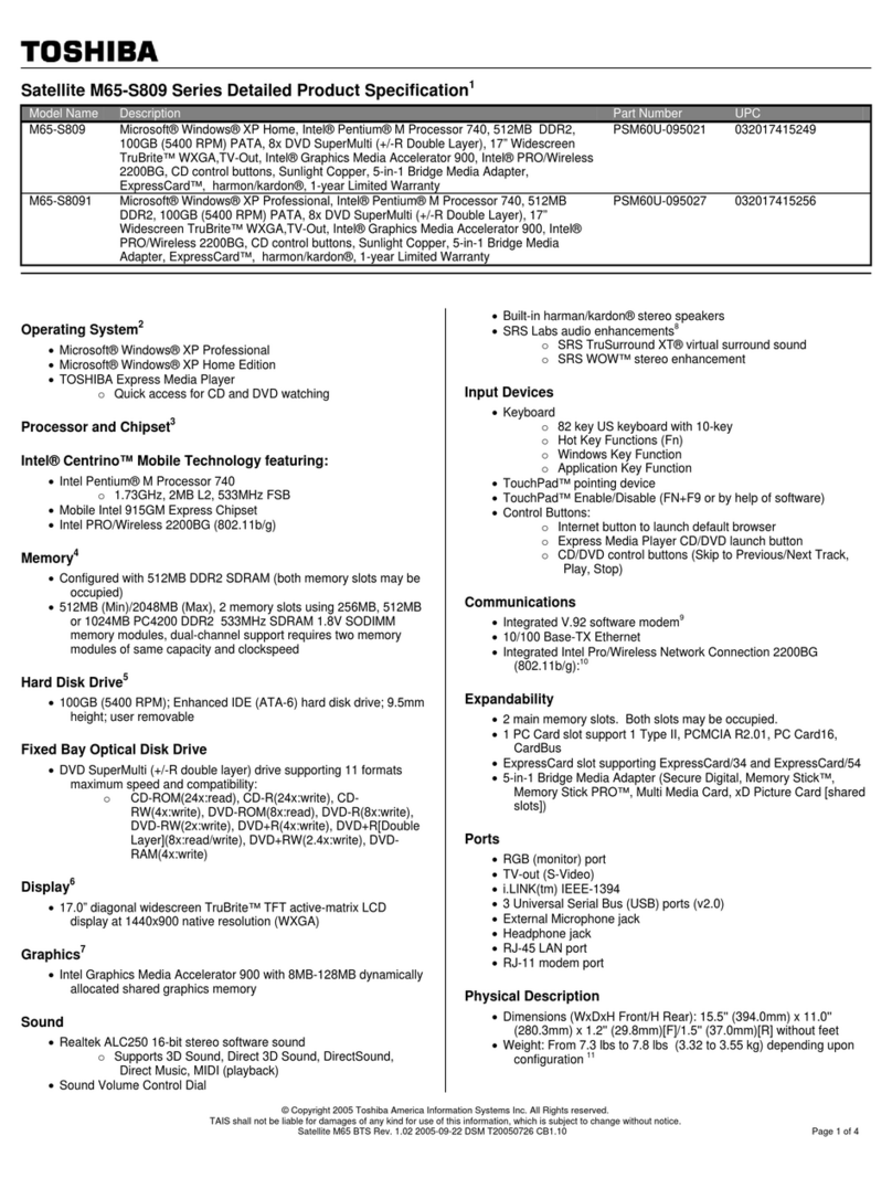 Toshiba M65-S809 User manual Toshiba M65-S809 User manual