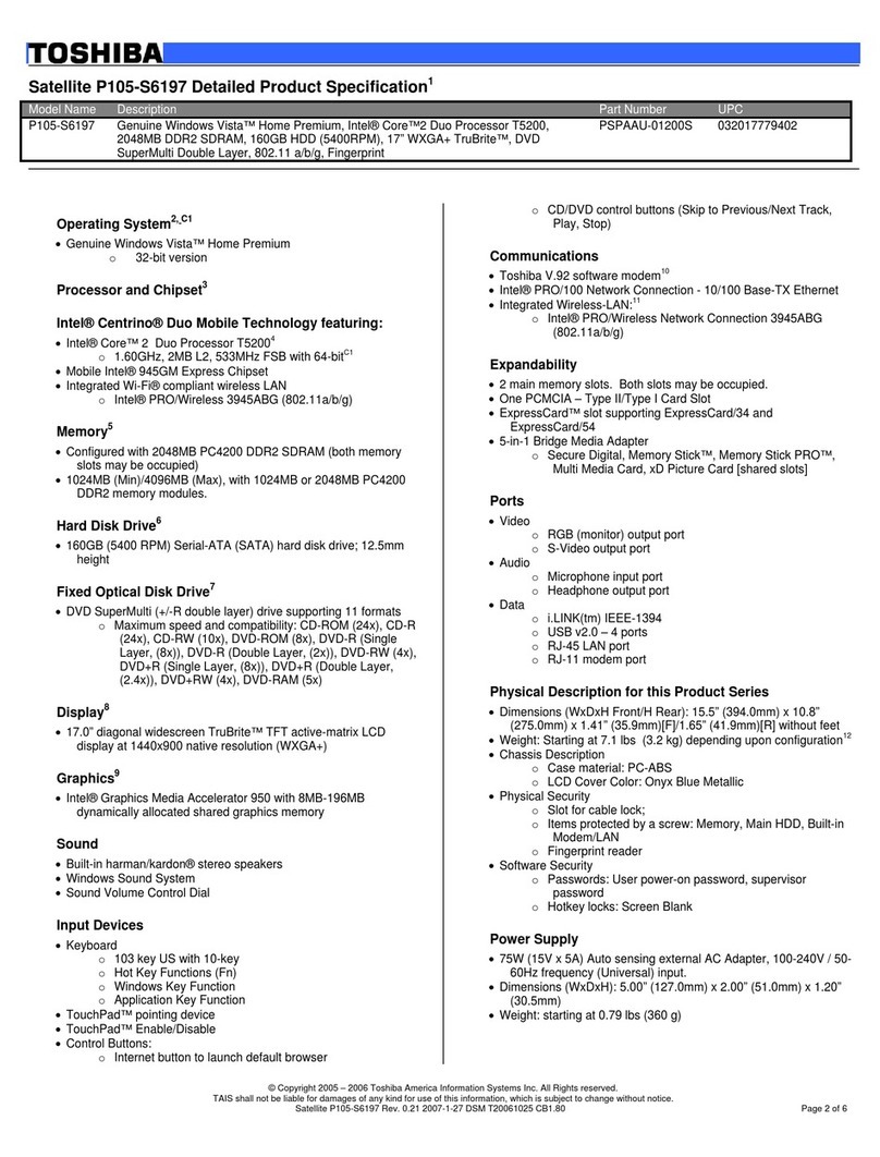 Toshiba P105-S6197 User manual