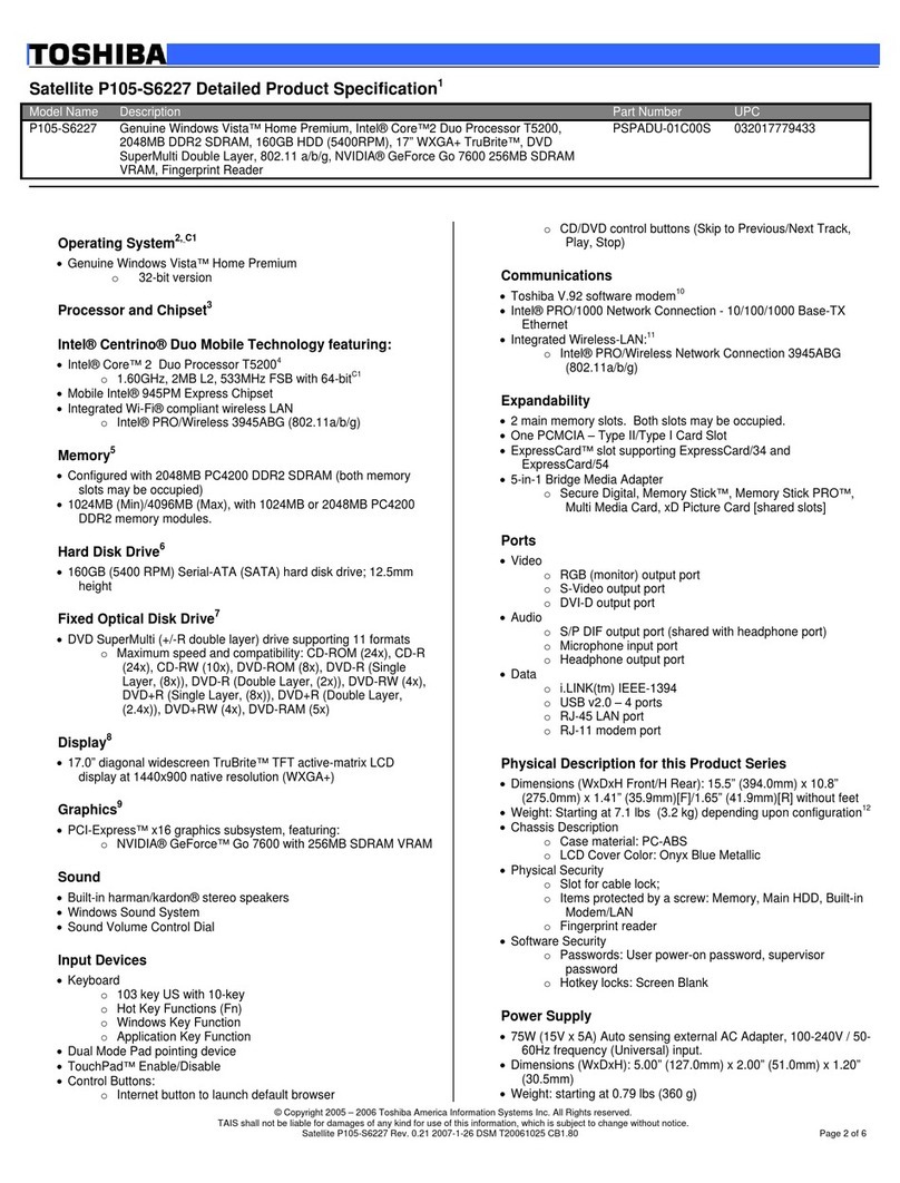 Toshiba P105-S6227 User manual