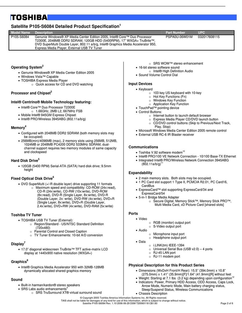 Toshiba P105-S6084 User manual