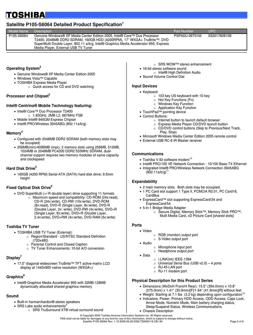 Toshiba P105-S6064 User manual