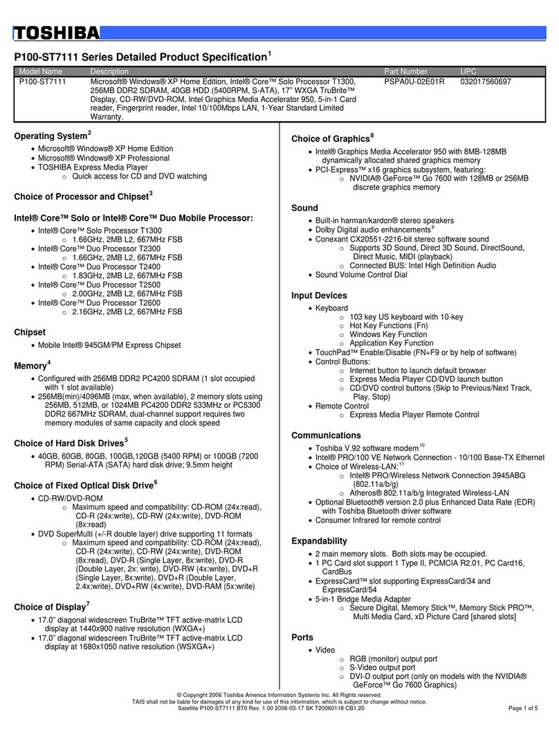 Toshiba P100-ST7111 User manual