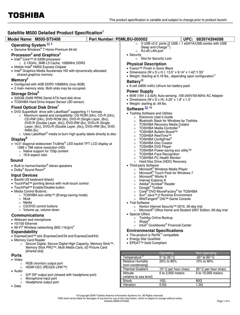 Toshiba M500-ST5408 User manual