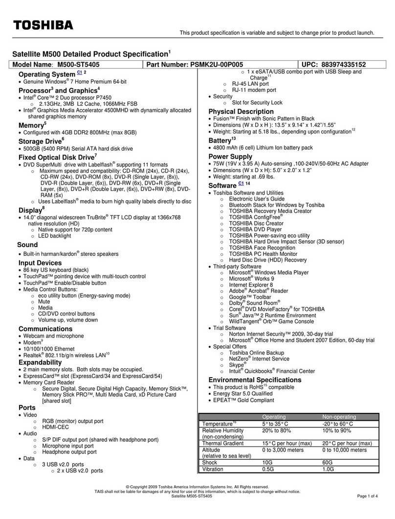 Toshiba M500-ST5405 User manual