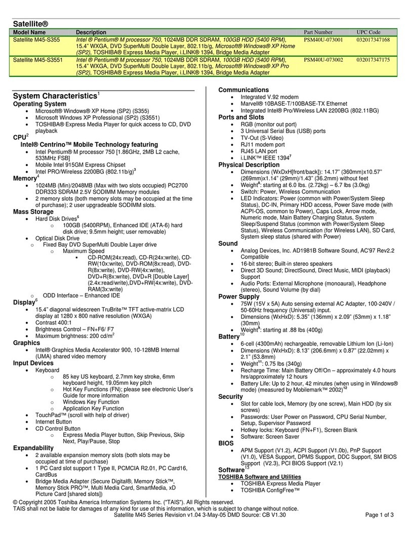 Toshiba M45-S355 User manual