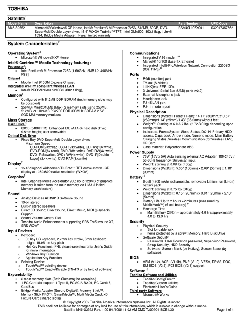 Toshiba M45-S2652 User manual
