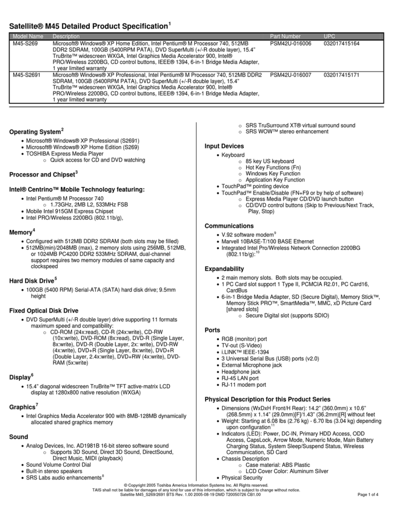 Toshiba M45-S269 User manual