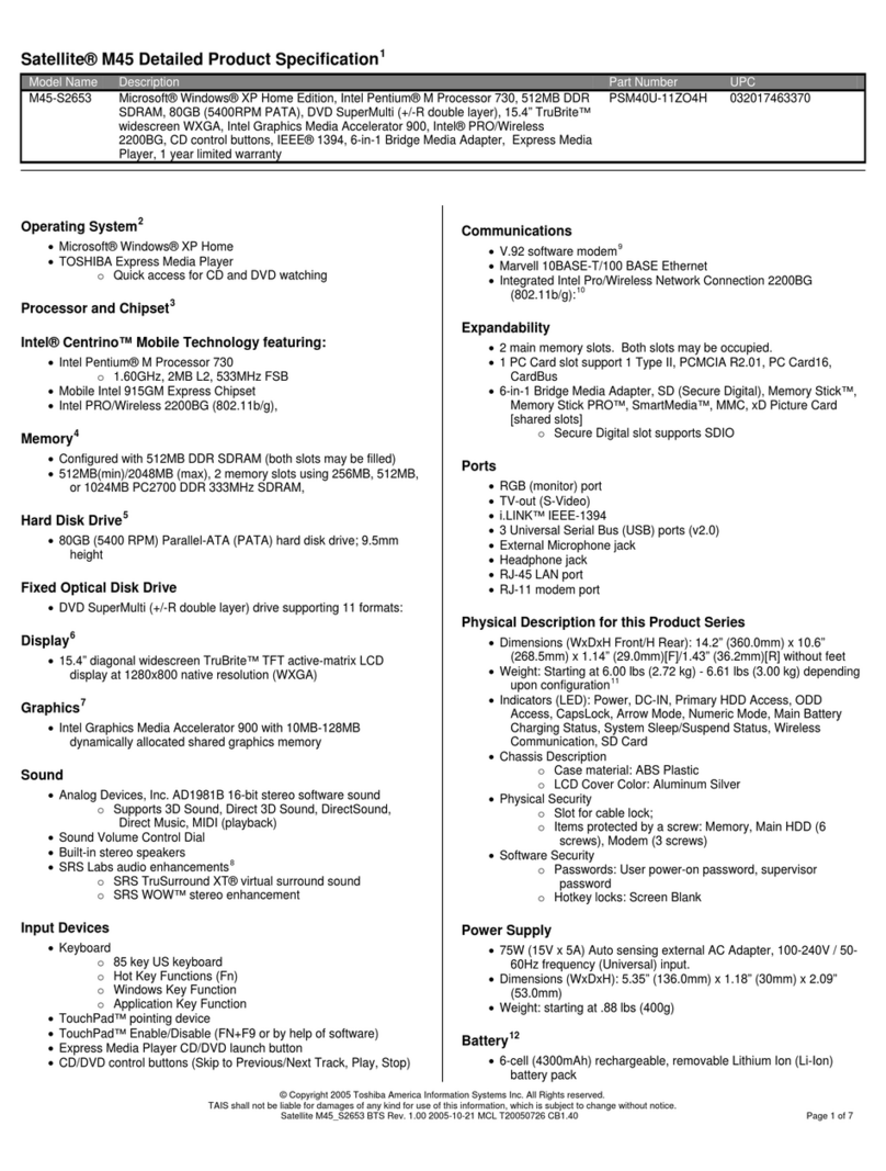 Toshiba M45-S2653 User manual