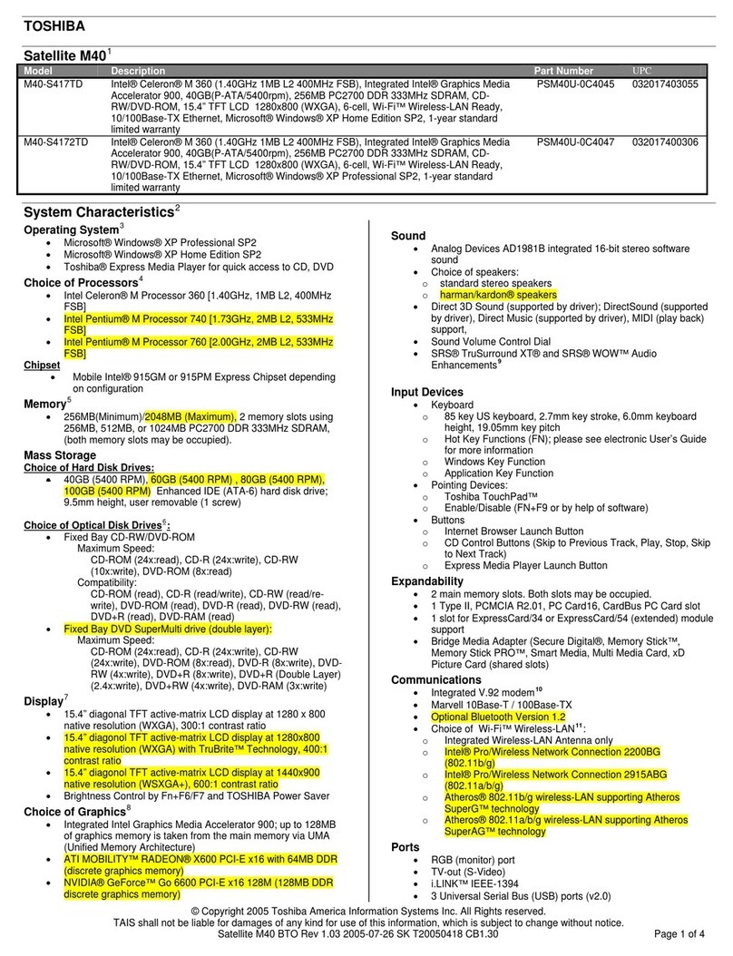 Toshiba M40-S417TD User manual