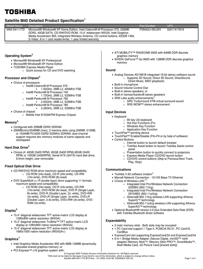 Toshiba M40-S4111TD User manual