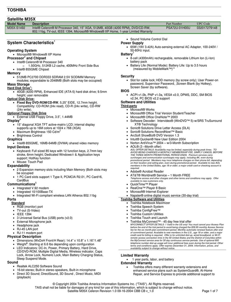 Toshiba M35X-S1492 User manual