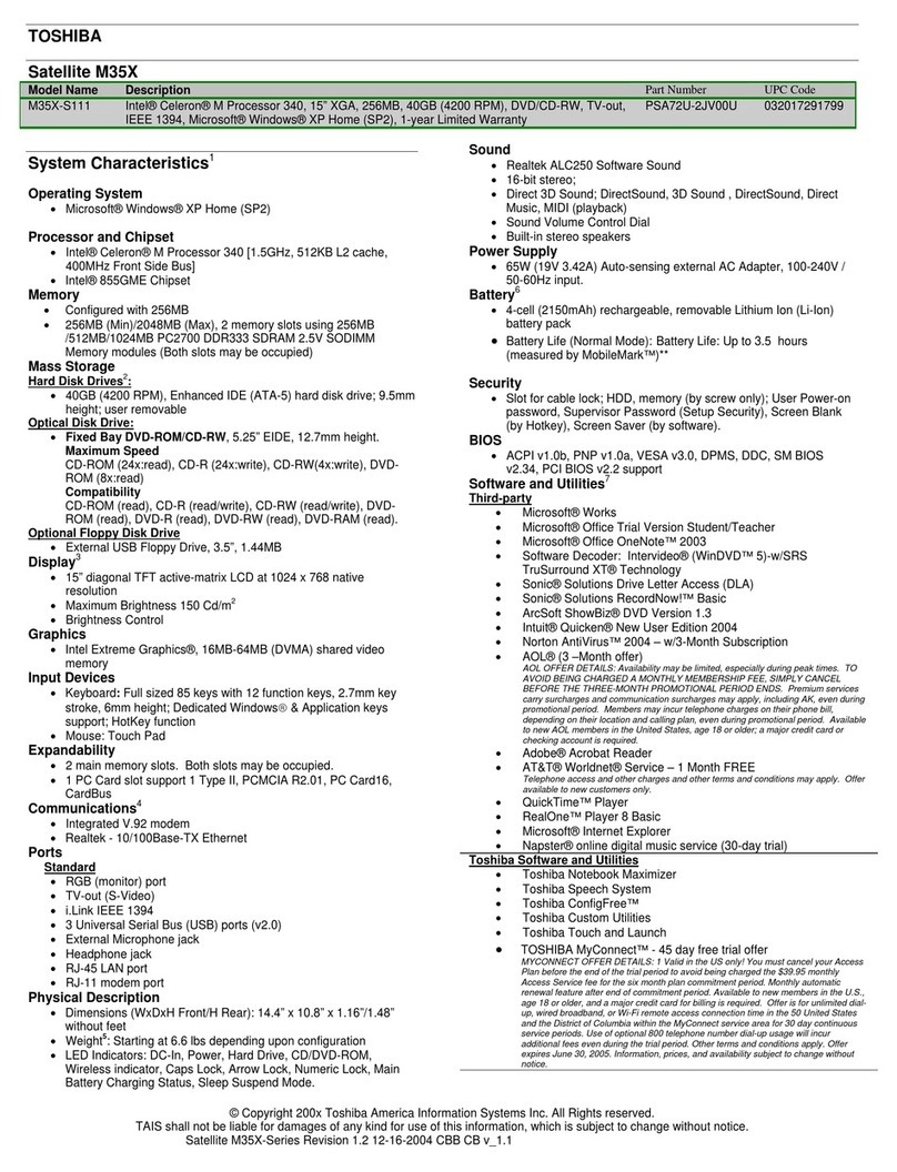 Toshiba M35X-S111 User manual