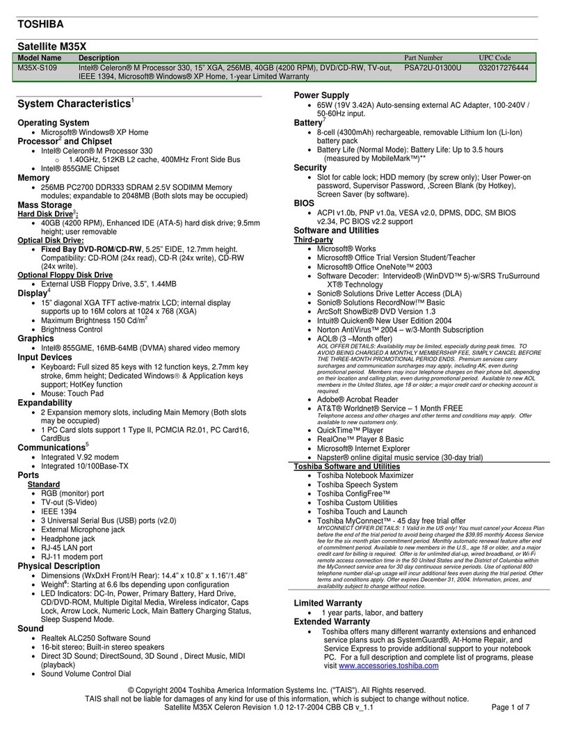 Toshiba M35X-S109 - Satellite M35X, M35X-S111 User manual