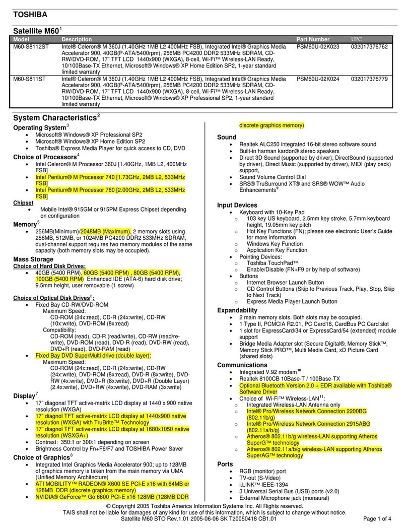 Toshiba M60-S8112ST User manual